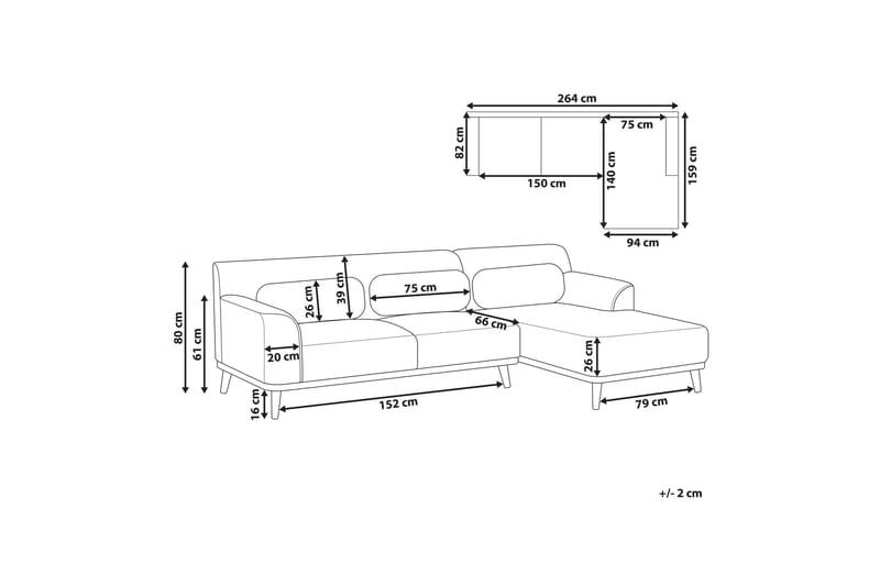 Bree Hjørnesofa 3-seter - Beige/Lyst tre - Møbler - Sofaer - Hjørnesofaer