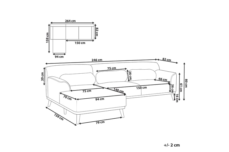 Bree Hjørnesofa 3-seter - Beige/Lyst tre - Møbler - Sofaer - Hjørnesofaer