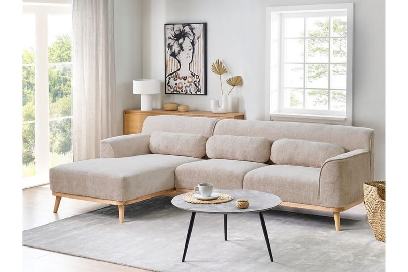 Bree Hjørnesofa 3-seter - Beige/Lyst tre - Møbler - Sofaer - Hjørnesofaer