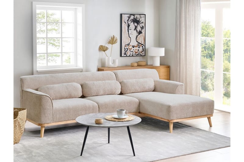 Bree Hjørnesofa 3-seter - Beige/Lyst tre - Møbler - Sofaer - Hjørnesofaer