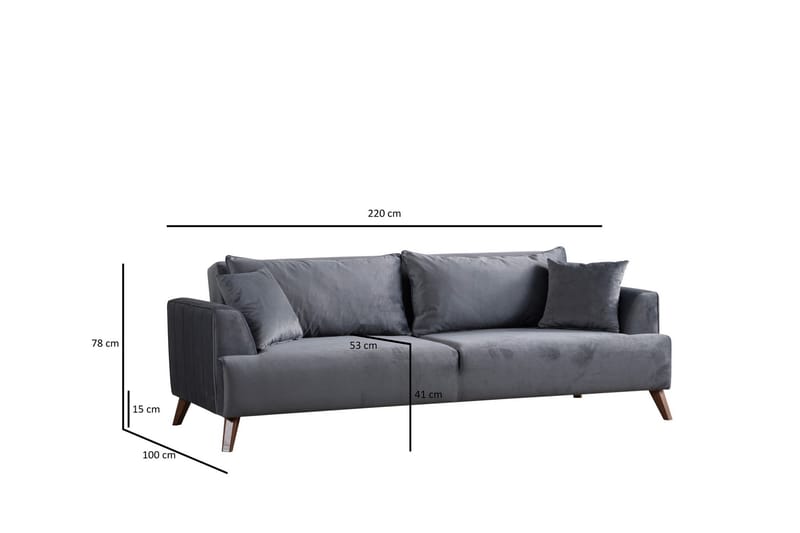 Buhara Sofa 3-seter - Mørk grå - Møbler - Sofaer - 3 seter sofa