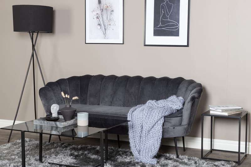 Calais 3-seter Sofa Fløyel - Mørk grå - Møbler - Sofaer - 3 seter sofa