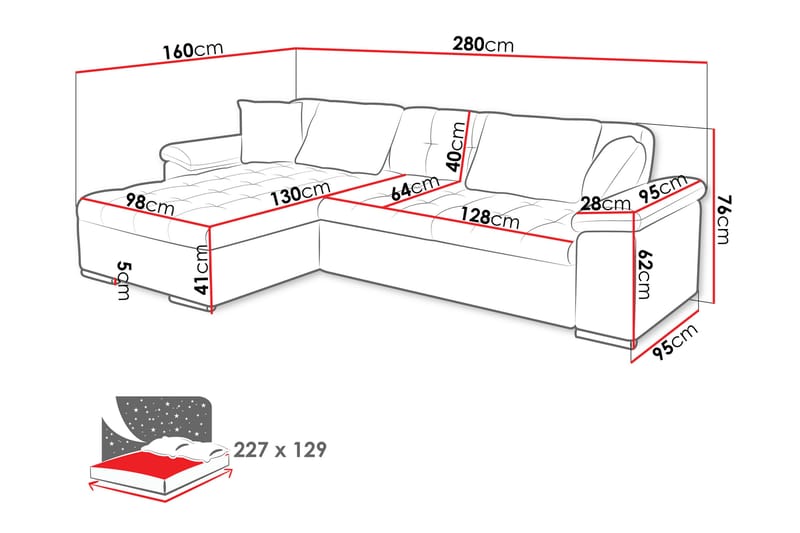 Camior Sofa med Divan 3-seter - Beige - Møbler - Sofaer - Sofaer med sjeselong - 3 seters sofa med divan