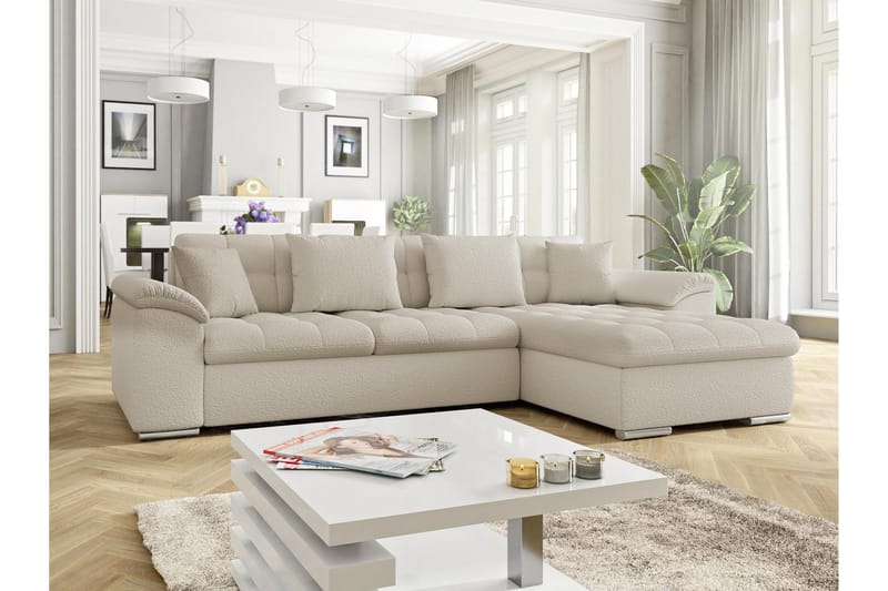 Camior Sofa med Divan 3-seter - Beige - Møbler - Sofaer - Sofaer med sjeselong - 3 seters sofa med divan