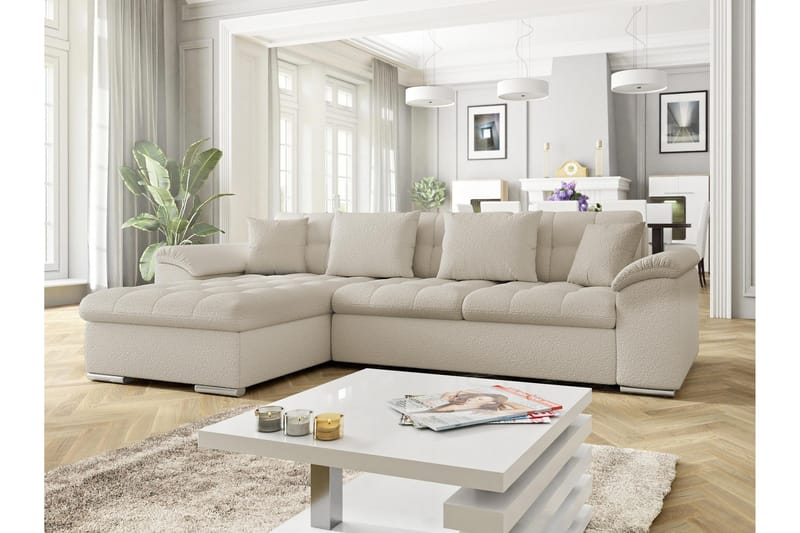 Camior Sofa med Divan 3-seter - Beige - Møbler - Sofaer - Sofaer med sjeselong - 3 seters sofa med divan