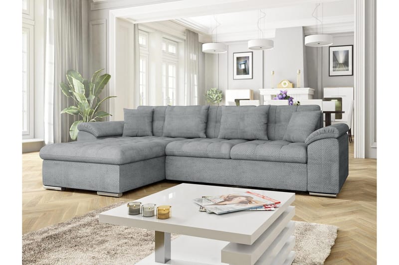 Camior Sofa med Divan 3-seter - Grå - Møbler - Sofaer - Sofaer med sjeselong - 3 seters sofa med divan