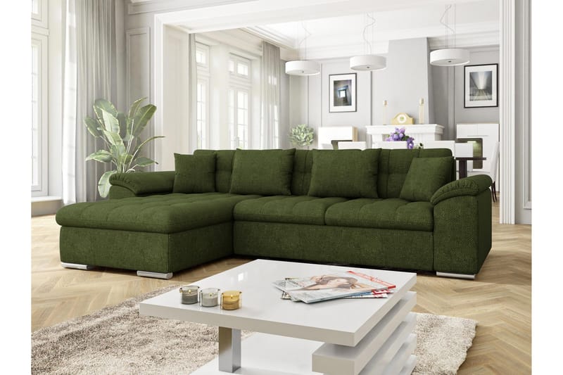 Camior Sofa med Divan 3-seter - Grønn - Møbler - Sofaer - Sofaer med sjeselong - 3 seters sofa med divan