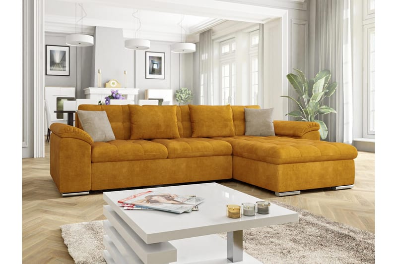 Camior Sofa med Divan 3-seter - Gul/Beige - Møbler - Sofaer - Sofaer med sjeselong - 3 seters sofa med divan