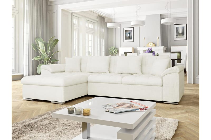 Camior Sofa med Divan 3-seter - Hvit - Møbler - Sofaer - Sofaer med sjeselong - 3 seters sofa med divan