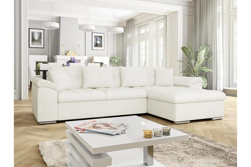 Camior Sofa med Divan 3-seter - Hvit - Møbler - Sofaer - Sofaer med sjeselong - 3 seters sofa med divan