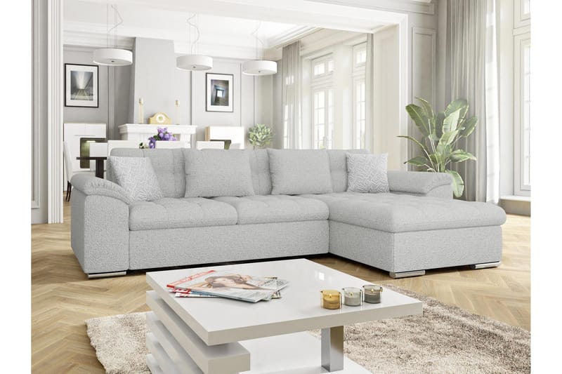 Camior Sofa med Divan 3-seter - Lys grå - Møbler - Sofaer - Sofaer med sjeselong - 3 seters sofa med divan