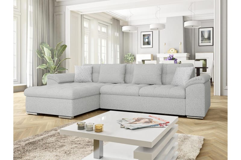 Camior Sofa med Divan 3-seter - Lys grå - Møbler - Sofaer - Sofaer med sjeselong - 3 seters sofa med divan