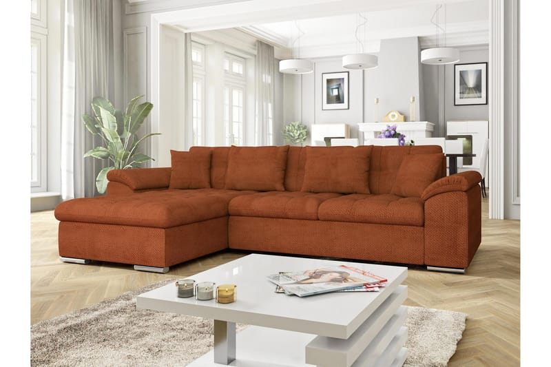 Camior Sofa med Divan 3-seter - Oransje - Møbler - Sofaer - Sofaer med sjeselong - 3 seters sofa med divan