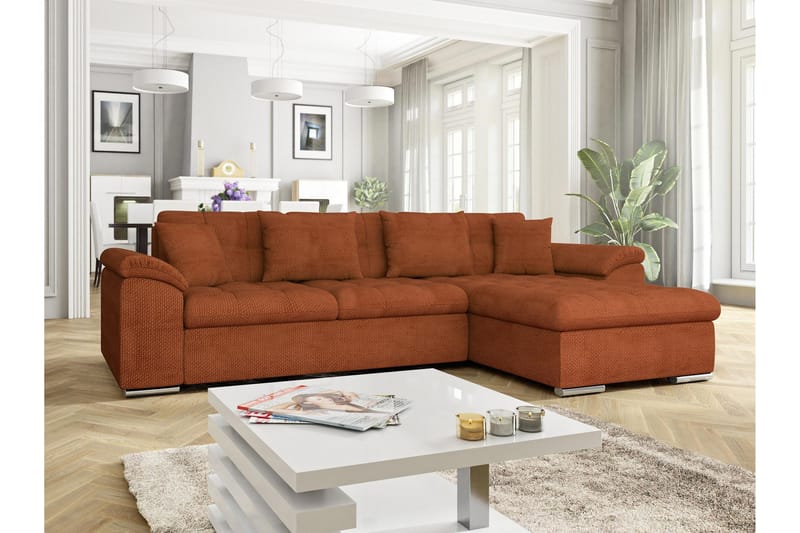 Camior Sofa med Divan 3-seter - Oransje - Møbler - Sofaer - Sofaer med sjeselong - 3 seters sofa med divan