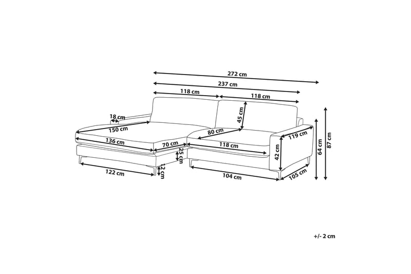 Cathy Hjørnesofa 3-seter - Hvit/Svart - Møbler - Sofaer - Hjørnesofaer