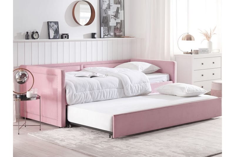 Dagseng 90 x 200 cm fløyel rosa MIMIZAN - Rosa - Møbler - Sofaer - Dagsenger