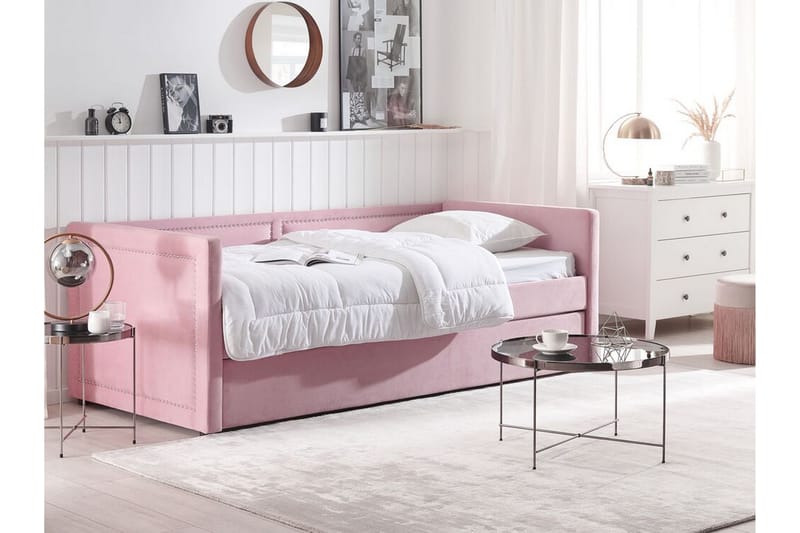 Dagseng 90 x 200 cm fløyel rosa MIMIZAN - Rosa - Møbler - Sofaer - Dagsenger