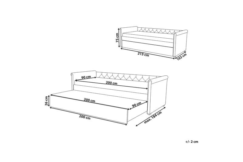 Dagseng Libourne 90 / 200 cm - Svart - Møbler - Sofaer - Dagsenger