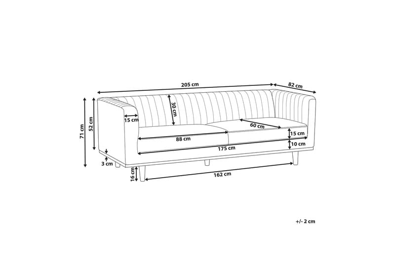 Daymian Sofa 3-seter - Brun/Mørkt tre - Møbler - Sofaer - 3 seter sofa