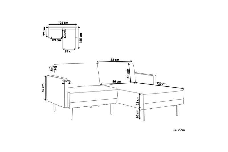 Deajna Hjørnesofa 2-seter - Beige/Svart - Møbler - Sofaer - Hjørnesofaer