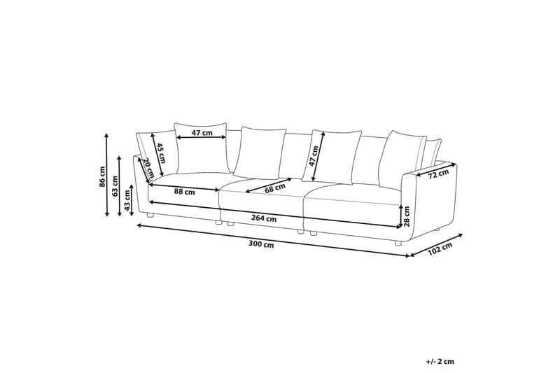 Delisha Sofa 3-seter - Beige/Svart - Møbler - Sofaer - 3 seter sofa