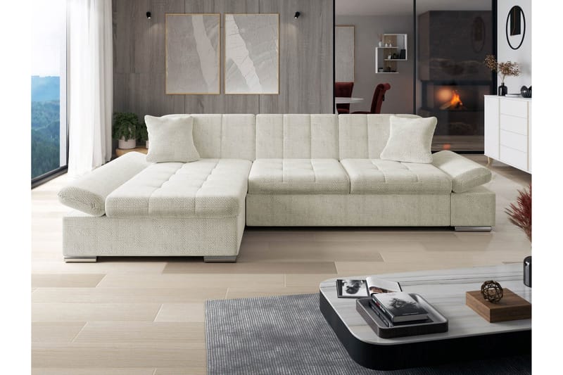 Djerra Sofa med Divan 3-seter - Beige - Møbler - Sofaer - Sofaer med sjeselong - 3 seters sofa med divan