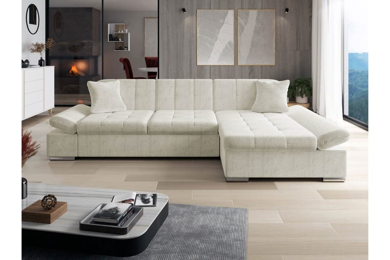 Djerra Sofa med Divan 3-seter - Beige - Møbler - Sofaer - Sofaer med sjeselong - 3 seters sofa med divan