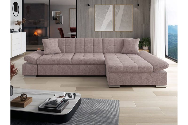 Djerra Sofa med Divan 3-seter - Beige - Møbler - Sofaer - Sofaer med sjeselong - 3 seters sofa med divan