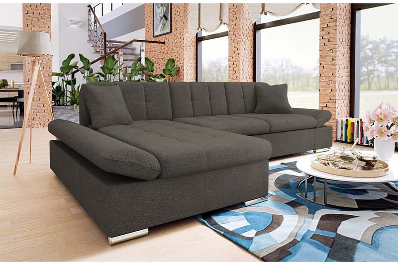 Djerra Sofa med Divan 3-seter - Brun - Møbler - Sofaer - Sofaer med sjeselong - 3 seters sofa med divan