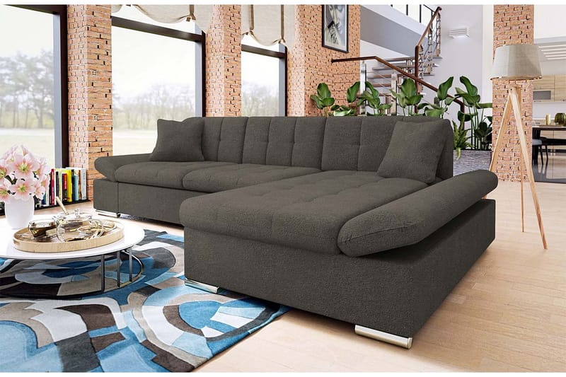 Djerra Sofa med Divan 3-seter - Brun - Møbler - Sofaer - Sofaer med sjeselong - 3 seters sofa med divan