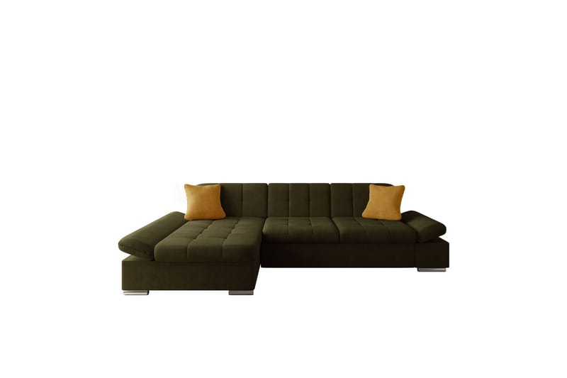 Djerra Sofa med Divan 3-seter - Brun/Gul - Møbler - Sofaer - Sofaer med sjeselong - 3 seters sofa med divan