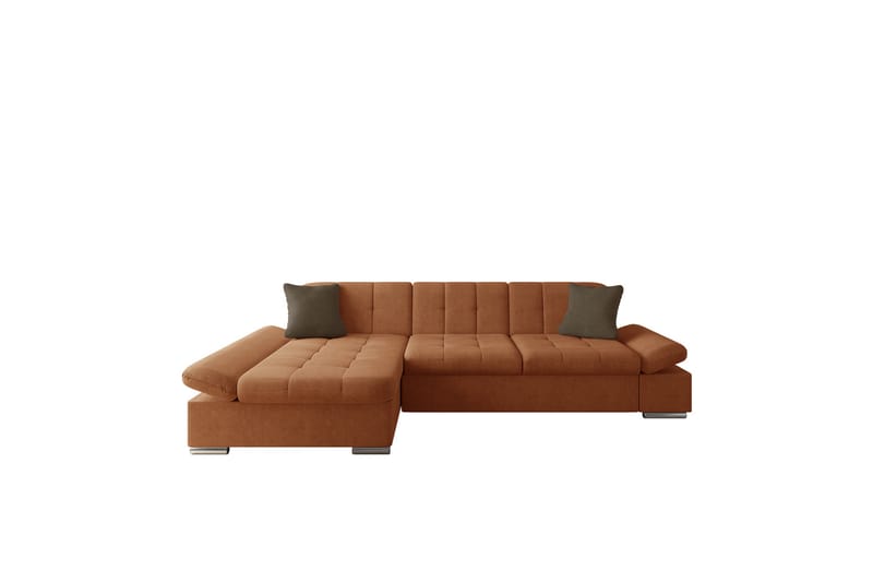 Djerra Sofa med Divan 3-seter - Oransje/Brun - Møbler - Sofaer - Sofaer med sjeselong - 3 seters sofa med divan