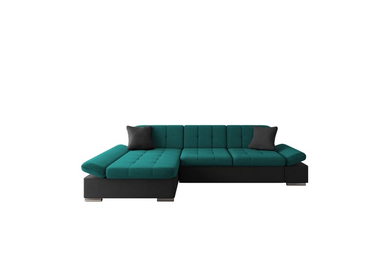 Djerra Sofa med Divan 3-seter - Svart/Grønn - Møbler - Sofaer - Sofaer med sjeselong - 3 seters sofa med divan