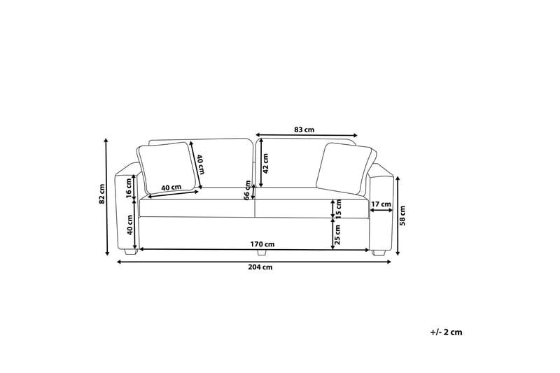 Dolund Sofa 3-seter - Svart/Grå - Møbler - Sofaer - 3 seter sofa