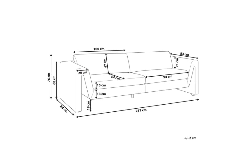 Durran Sofa 3-seter - Beige/Svart - Møbler - Sofaer - 3 seter sofa