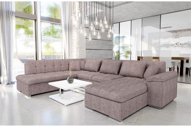 Dynir Sofa med Sjeselong og Divan 4-seter - Beige - Møbler - Sofaer - Sofaer med sjeselong - 4 seters sofa med divan