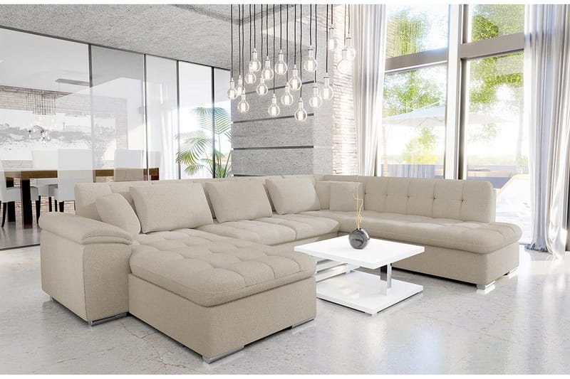 Dynir Sofa med Sjeselong og Divan 4-seter - Beige - Møbler - Sofaer - Sofaer med sjeselong - 4 seters sofa med divan