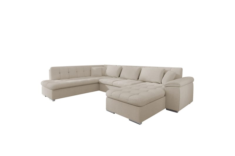 Dynir Sofa med Sjeselong og Divan 4-seter - Beige - Møbler - Sofaer - Sofaer med sjeselong - 4 seters sofa med divan