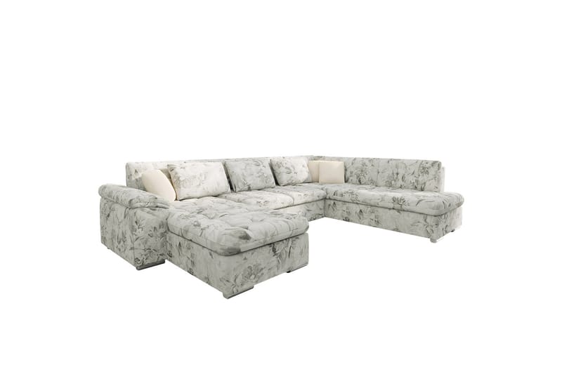 Dynir Sofa med Sjeselong og Divan 4-seter - Beige/Flerfarget - Møbler - Sofaer - Sofaer med sjeselong - 4 seters sofa med divan