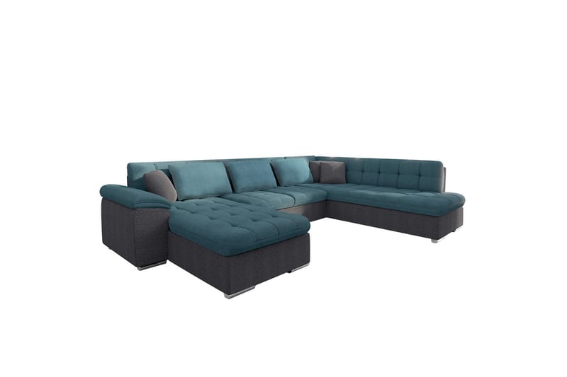 Dynir Sofa med Sjeselong og Divan 4-seter - Blå/Grå - Møbler - Sofaer - Sofaer med sjeselong - 4 seters sofa med divan