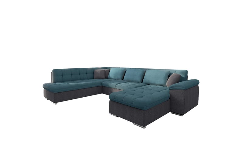 Dynir Sofa med Sjeselong og Divan 4-seter - Blå/Grå - Møbler - Sofaer - Sofaer med sjeselong - 4 seters sofa med divan