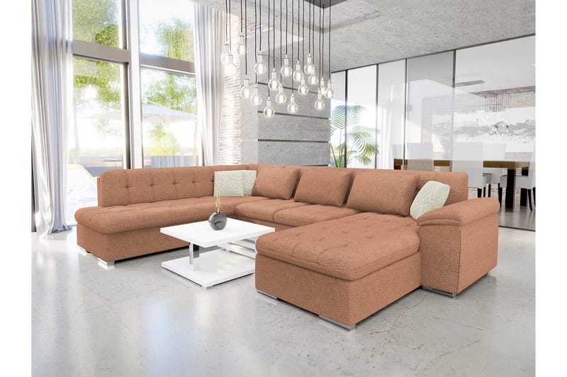 Dynir Sofa med Sjeselong og Divan 4-seter - Brun/Beige - Møbler - Sofaer - Sofaer med sjeselong - 4 seters sofa med divan