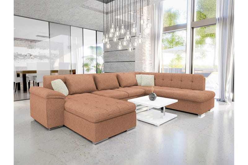 Dynir Sofa med Sjeselong og Divan 4-seter - Brun/Beige - Møbler - Sofaer - Sofaer med sjeselong - 4 seters sofa med divan