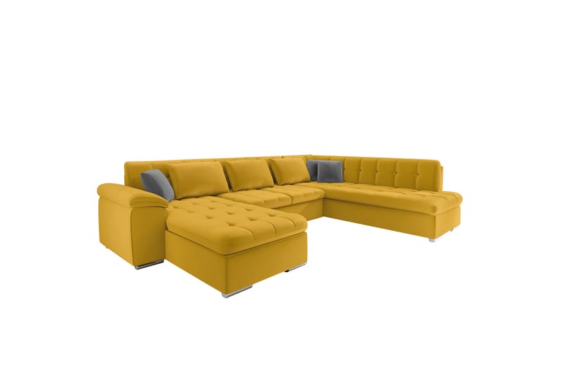 Dynir Sofa med Sjeselong og Divan 4-seter - Gul/Lys grå - Møbler - Sofaer - Sofaer med sjeselong - 4 seters sofa med divan