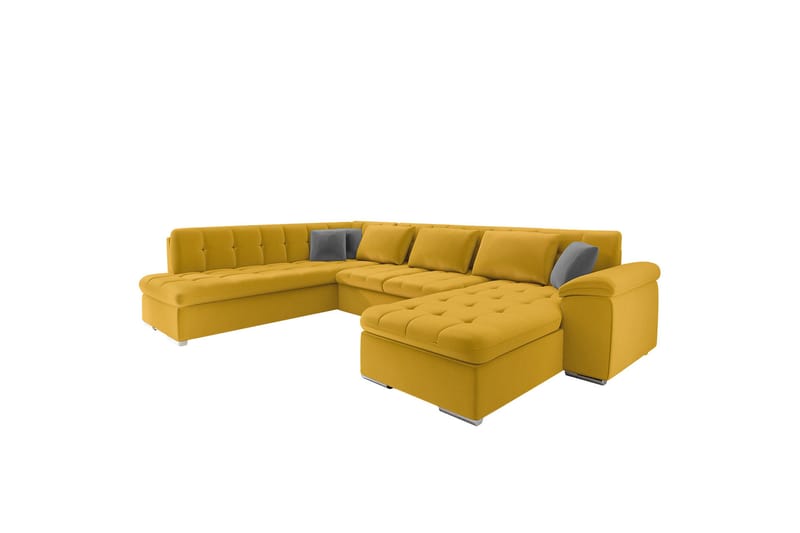 Dynir Sofa med Sjeselong og Divan 4-seter - Gul/Lys grå - Møbler - Sofaer - Sofaer med sjeselong - 4 seters sofa med divan