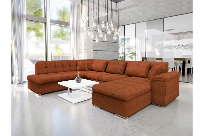 Dynir Sofa med Sjeselong og Divan 4-seter - Oransje - Møbler - Sofaer - Sofaer med sjeselong - 4 seters sofa med divan