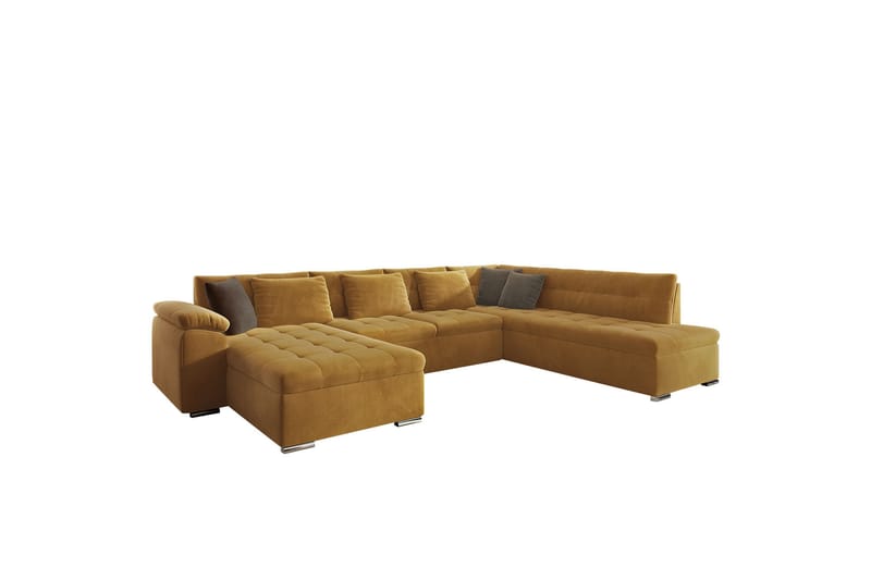 Dynir Sofa med Sjeselong og Divan 4-seter - Sennepsgul - Møbler - Sofaer - Sofaer med sjeselong - 4 seters sofa med divan