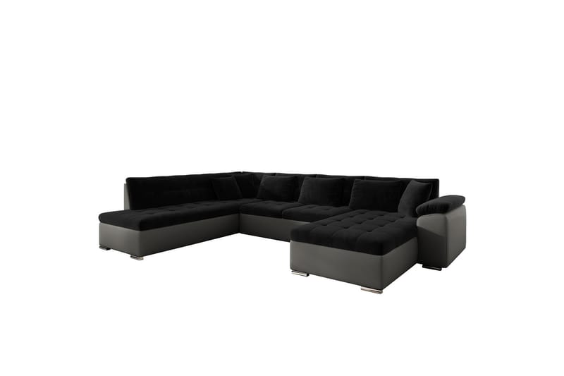 Dynir Sofa med Sjeselong og Divan 4-seter - Svart/Grå - Møbler - Sofaer - Sofaer med sjeselong - 4 seters sofa med divan