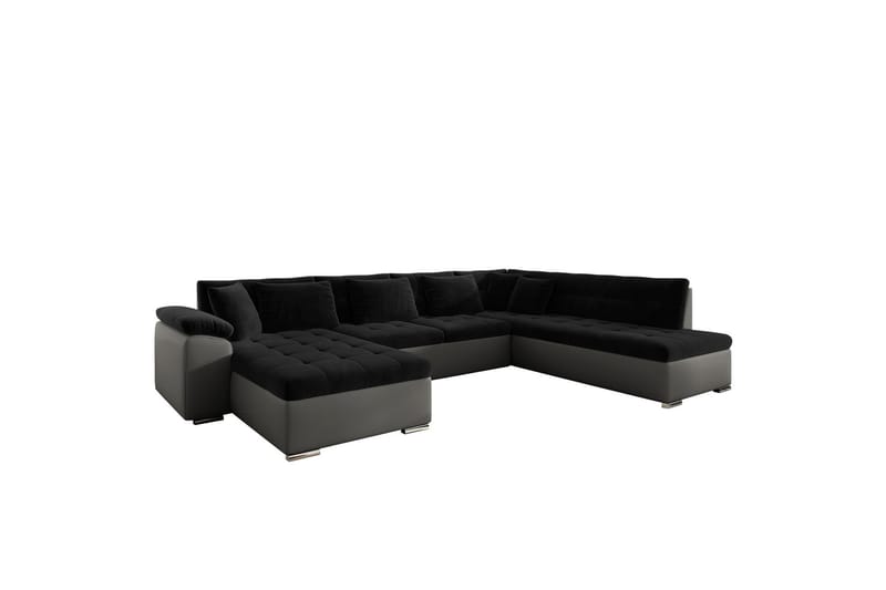 Dynir Sofa med Sjeselong og Divan 4-seter - Svart/Grå - Møbler - Sofaer - Sofaer med sjeselong - 4 seters sofa med divan