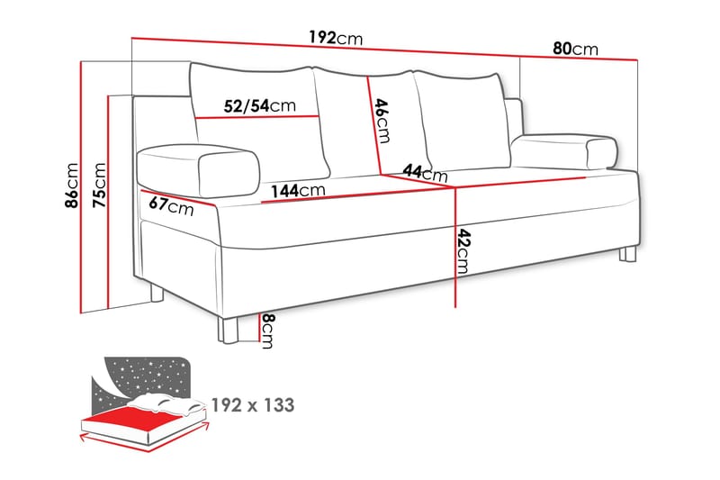 Eifion Sofa 3-seter - Mørk grå - Møbler - Sofaer - 3 seter sofa